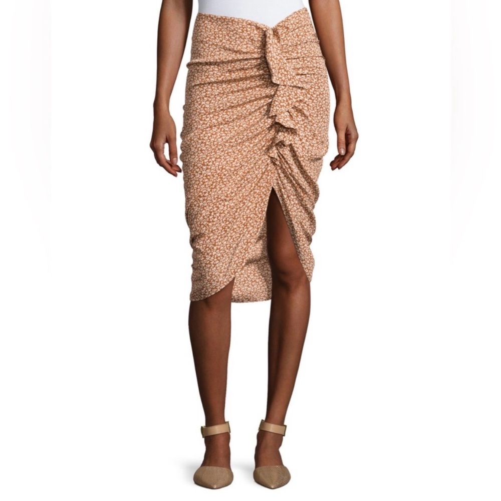 Veronica Beard Hazel Silk Side-Ruched Skirt